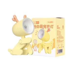 Creative Hand Led Mini Night Light Ins Style Student Gift Cartoon Pet Folding Small Desk Lamp with Ears