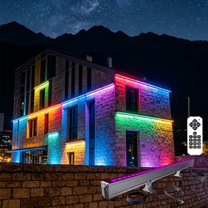 108W Remote Control RGBW Wall Washers Light Aluminum Linear Lamp IP65 Waterproof Building Hotel Bridge Lighting LED Light Strip