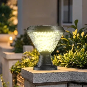 LED Solar IP65 Waterproof Column Lamp with Light Control Remote PC Shell Pillar Lights for Villa Garden Wall