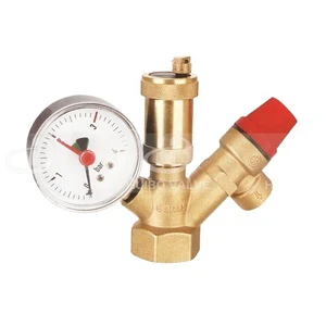 Assembled Safety Group Brass Boiler Relief Valve Safety Parts Set With Air Vent Pressure Gauge