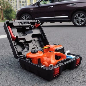 1-10 Stage Hydraulic Powered Car Jack with Impact Wrench 5T Max Load 150W DC12V 135-360mm Lifting Range Metal+ABS Construction