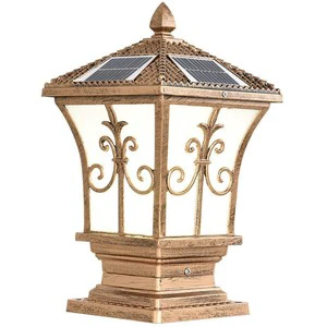 Garden Solar Top Lantern Landscape Pillar Post Lamp for School Yard Decoration Column Lights Patio Fence Lamp