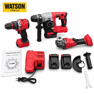 Factory Supply Cordless Power Tool Combo Kit Drill Rotary Hammer Angle Grinder With Batteries Charger OEM ODM