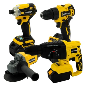 Brushless Power Tool Set 20V 5pcs in 1 Set Li-ion Battery 21V 36V Cordless Drill Hammer Wrench Grinder Cordless Tool Set