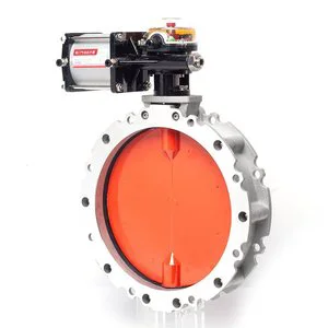 Aluminum Alloy Pneumatic Rubber Sealed Butterfly Valve Single/Double Flange Cement Mixing Station Dust DN100-DN400 HQ DW641W 1