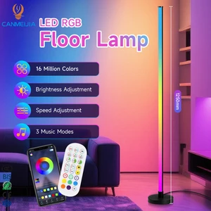 Dimmable RGB LED Floor Lamp 2000K-6500K Color Temperature Adjustable Music Sync Function for Party Standing Lamp/Indoor Lights