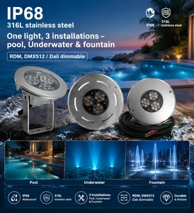 Custom IP68 Outdoor Pool Light Submersible Low Voltage 316L Stainless Steel RDM/DMX512 RGB/RGBW 18W Underwater Light