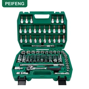 60-Piece Auto Repair Tool Set Durable Carbon Steel 24-Tooth Combination Wrench Metric Sleeves Hard Case OEM