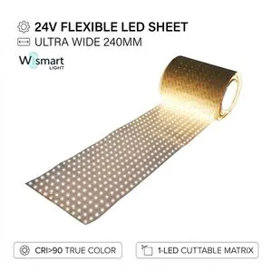 24V Flexible LED Sheet Roll 240mm Wide 506LEDs/m CRI90 Cuttable Backlight Panel for Onyx & Ceiling