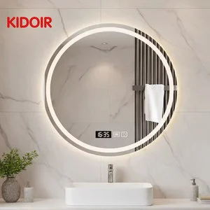 KIDOIR OEM Round LED Backlit Bathroom Mirror Anti-Fog Touch Dimmer Wholesale Smart Vanity Mirror Supplier Hotel Project Custom