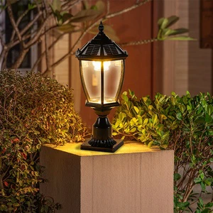 Decoration Vintage Post Lamp Sun Power Aluminum Cast Column Super Bright Outdoor Garden LED Main Pillar Solar Gate Lights
