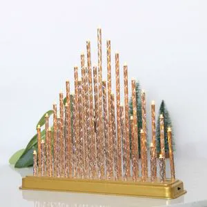 Hot Item 33L Warm White Golden Aluminum Pipe LED Candle Bridge Christmas Lights for Home Decoration