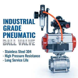 CE Certified High Temperature Resistant 1 Inch Thread Connection Industrial Duty Three Piece Pneumatic Threaded Ball Valve