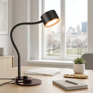 Auto-Dimming Modern Plastic Black Desk Lamp Flexible Gooseneck Induction Eye Protection Study Reading Room Touch Intelligent