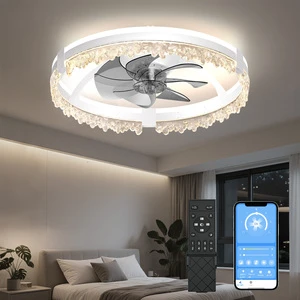 2026 Modern Home Intelligent Remote Control LED Ceiling Fan Light with Dimming 5-Year Warranty for Living Room Bedroom & Hotel