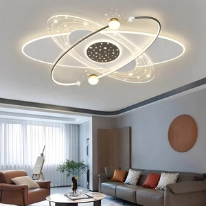Light Luxury LED Ceiling Lamp with Voice Control Living Room Bedroom & Dining Room Iron PVC Construction Ceiling Lamp