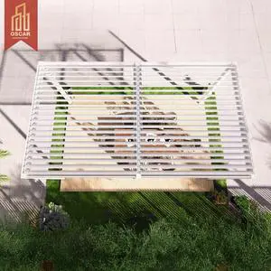 Led Aluminium Louvered Roof Blade Awning System Steel - Built Villas and Greenhouses Outdoor Backyard Garden Use Pergola