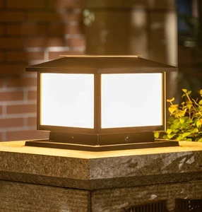 IP65 Waterproof Outdoor LED Door Pillar Lights for Garden Villa ABS Solar Courtyard Fence Pillars with E27 Base