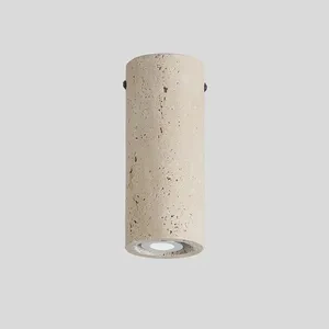Wabi Sabi Scandinavian Small LED AC Ceiling Light Yellow Travertine Balcony Corridor Decorative Lamp 3500K Warm White Atmosphere