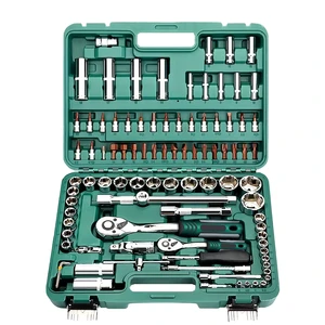 94 Pieces Mechanics Hand Tools Kit 1/2 1/4 Inch Ratchet Wrench Socket Screwdriver Set Hard Case OEM Customizable CRV Material
