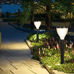 Cold White Pathway Landscape Solar Garden Light IP65 3W LED 360 Beam Angle Water-Resistant 3-Year Warranty Column Light