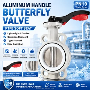 DN100 Wafer Butterfly Valve Aluminum Alloy Lever Handle PTFE Soft Seal Manual Corrosion Resistant Industrial Butterfly Valve