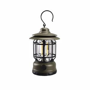 Vintage Handheld Waterproof Tent Camping Lantern with Type-C USB Charging COB Feature for Fishing Tours Outdoor Camping
