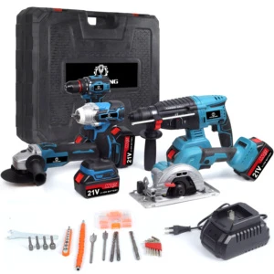 Brushless Power Tool Set 5pcs in 1 Set Cordless Drill Hammer Wrench Grinder Cordless Circular Saw Tool Set