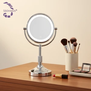 Customized Service Design Warm White Lighting IP65 Waterproof Carbon Steel Bathroom Led Desktop Makeup Mirror