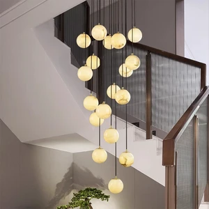 Luxury Round Alabaster Stone Pendant Light Nordic Alabaster Chandelier For Living Room Ceiling Light Chandelier For Living Room