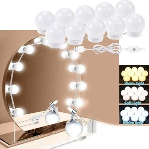 Hot 10 Dimmable Bulbs DIY LED Makeup Vanity Mirror Light With USB Mirror Lighting Fixture Strip for Bathroom