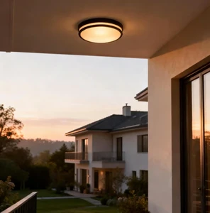 KANGHUI Modern Die-cast Aluminum Waterproof PC Shade Shape Exterior Garden Porch Light Ceiling 2-Year Warranty E27 AC 220V 36000