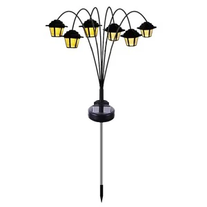 WANG'S WORLD Solar Plastic Hexagon Palace Lamp Outdoor Waterproof Retro Garden IP54 Rated Rechargeable LED Light 63cm
