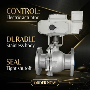 Cast Steel Automatic Electric Actuator Motorized Flange Ball Valve OEM High Temperature Electric Ball Valve