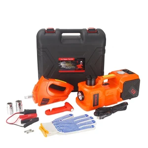 5 Ton Steel Hydraulic Transmission Jack 12V with Impact Wrench Tire Inflator Pump 17.7in Height for Car Lifting