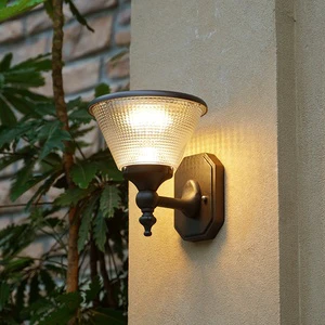 Solar Aluminum Alloy LED Wall-Mounted Outdoor Light IP65 Waterproof Dimmable 360 Beam Angle 2-Year Warranty Warm White Street