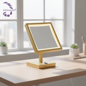 High Quality Products Indoor Bathroom Hotel Vanity Mirror Light Square Stainless Steel Led Light Makeup Mirror