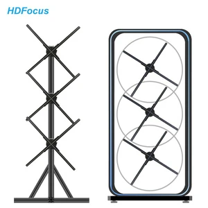 HDFocus 65cm 1x3 Indoor 3D Hologram Fan Projector Metal Advertising Equipment for High Impact Graphic LED Displays