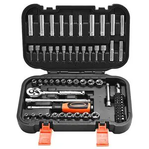 70 Piece 1 4 Inch Drive Socket Ratchet Set Sae Metric Deep Shallow Cr V Alloy Steel Automotive Repair Mechanic Tool Kit