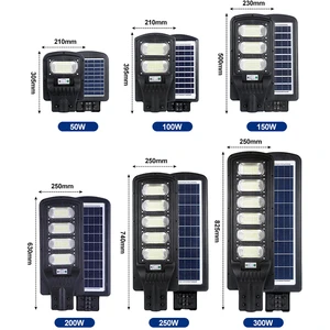 High Power Outdoor Light Ip65 Waterproof 50 100 150 200 250 300 W Residence Integrated All in One LED Solar Panel Street Lamp