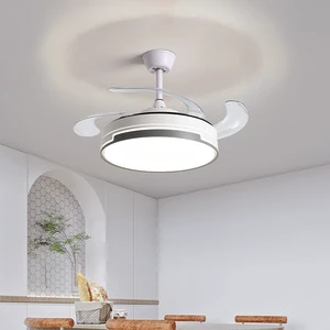 Modern Integrated LED Fan Lamp Simple Living Room Dining Bedroom Chandelier With Iron Body DC Motor Invisible Hanging Fan Lamp