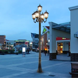 Manufacturer Outdoor Decorative LED IP65 Garden Lamp Post Antique Aluminum Vintage Street Pole Landscape Lighting 2-Year