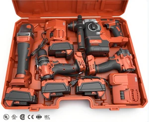 High Efficiency M18 Cordless Electric Tool Set 4 in 1 With Drill Hammer Grinder Wrench 21V Battery Blue for Professional
