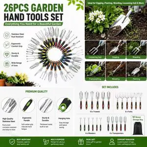 5-Piece Strong Heavy-Duty Aluminum Alloy Garden Hand Tool Set TPR Handles Multi-Color Options Customizable Brand Gardening