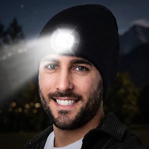Unisex LED Beanie Hat USB Rechargeable Removable 4 LED 3 Modes Hands Free Headlamp Winter Knit Night Running Jogging Headlamp