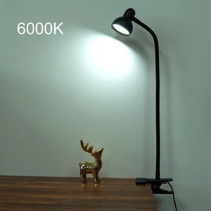 LED Desk Lamp with Clamp Flexible Gooseneck Table Lamp Adjustable Brightness 3000-6500K Modern DC Black/White Bedroom Use