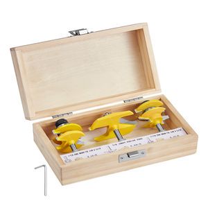 Professional Woodworking Tools 3-Piece Router Bit Set Carbide Tipped with 1/4 Inch Shank Wood Carrying Case