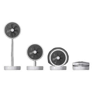10000mAh Rechargeable Battery-Powered Pedestal Fan Digital Plastic Construction Adjustable Height Rotation Night Light Hotel