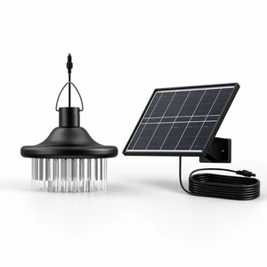 IP65 Waterproof Outdoor Solar Powered Crystal Pendant Light with 248 LED Motion Sensor and Remote Control Plastic Ceiling Light