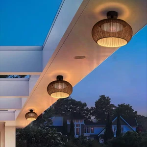 Outdoor waterproof ceiling lamps, rattan chandeliers, villa wall , art, Southeast Asian hotel and homestay corridor